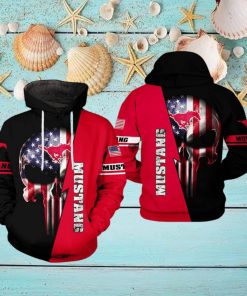 SMU Mustangs NCAA US Flag Skull 3D Printed Hoodie