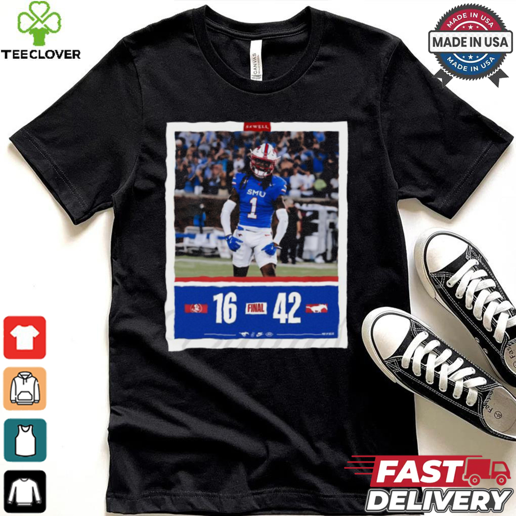 SMU Mustangs Wins 42 16 Florida State Seminoles 2024 ACC Game Final Score Shirt SMU Mustangs Wins 42 16 Florida State Seminoles 2024 ACC Game Final Score Shirt