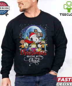 Snoopy Christmas Begins With Christ T Shirt
