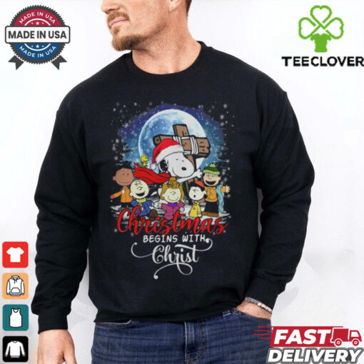 Snoopy Christmas Begins With Christ T Shirt