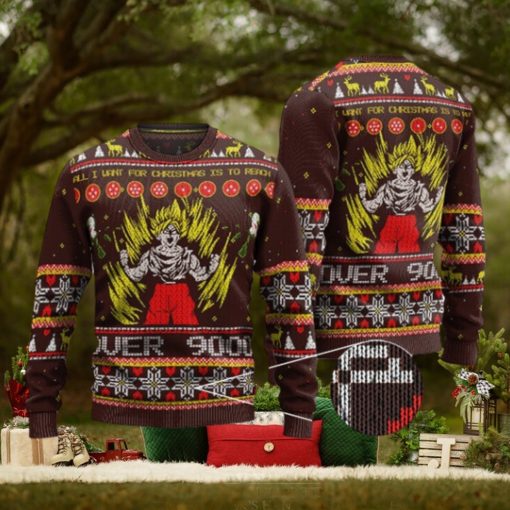 SSJ2 Goku Over 9000 Power Ugly Xmas Sweater