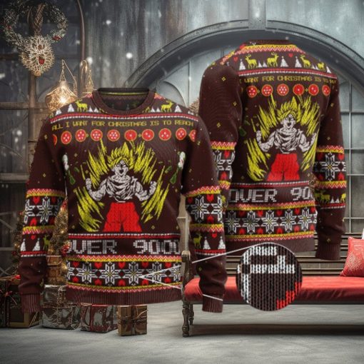 SSJ2 Goku Over 9000 Power Ugly Xmas Sweater