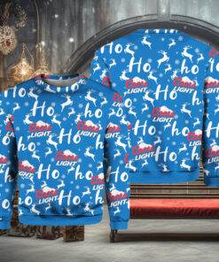 Coors Light Christmas Hohoho Reindeer Pattern Ugly Sweater