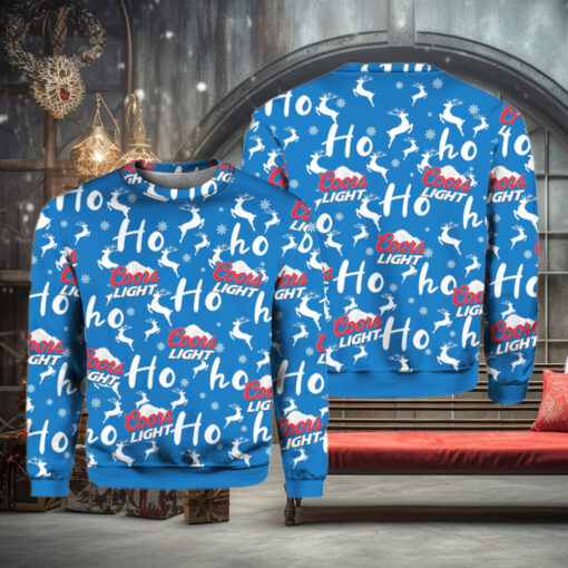 Coors Light Christmas Hohoho Reindeer Pattern Ugly Sweater