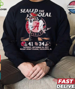 Saban Field 2024 The Deal 41 34 Bryant Denny Stadium Alabama Crimson Tide Signature Shirt