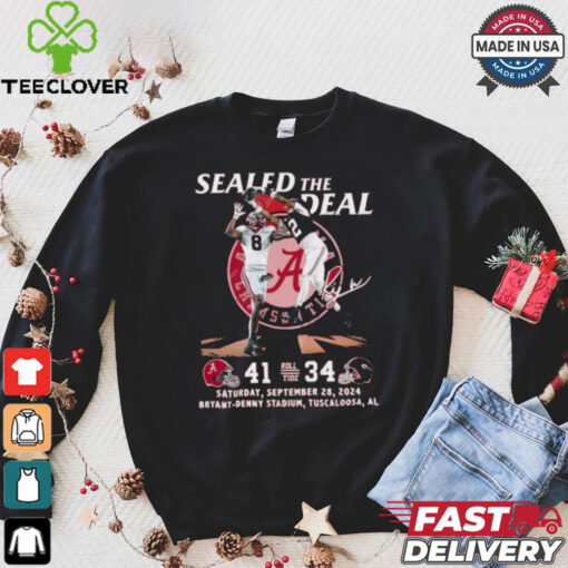 Saban Field 2024 The Deal 41 34 Bryant Denny Stadium Alabama Crimson Tide Signature Shirt
