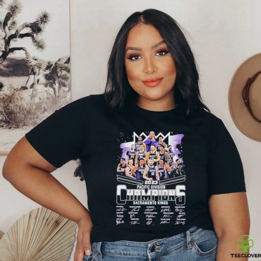 Sacramento Kings Team 2023 Pacific Division Champions Signatures Shirt