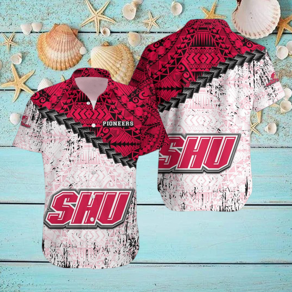Sacred Heart Pioneers 3D Hawaiian Shirt Grunge Polynesian TattooNCAA Summer Beach For Fans Gift Sacred Heart Pioneers 3D Hawaiian Shirt Grunge Polynesian TattooNCAA Summer Beach For Fans Gift