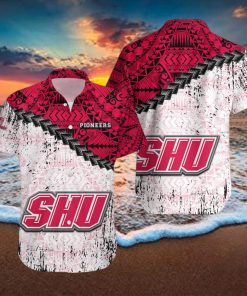 Sacred Heart Pioneers 3D Hawaiian Shirt Grunge Polynesian TattooNCAA Summer Beach For Fans Gift