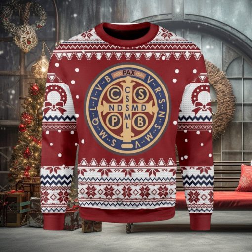 Saint Benedict Medal Ugly Christmas Sweater