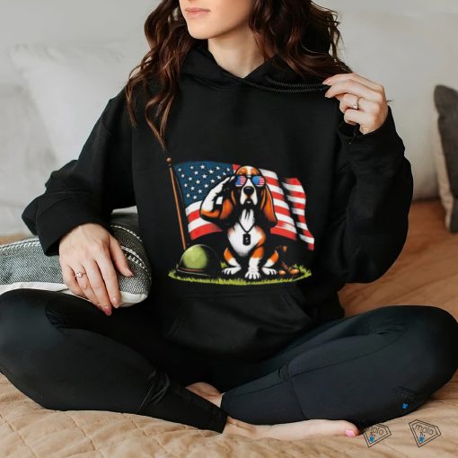 Salute Basset Hound Usa Flag Memorial Day 4th Of July Shirt