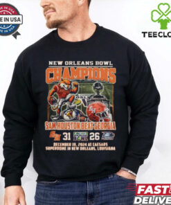 Sam Houston Bearcats New Orleans Bowl 2024 Champions Beat Georgia shirt featuring the team mascot in a 2D design to celebrate the victory.