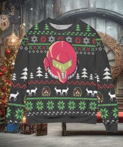 Samus Aran Helmet Pine Tree Pattern Ugly Christmas Sweater Christmas Gift For Men And Women