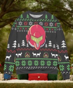 Samus Aran Helmet Pine Tree Pattern Ugly Christmas Sweater Christmas Gift For Men And Women