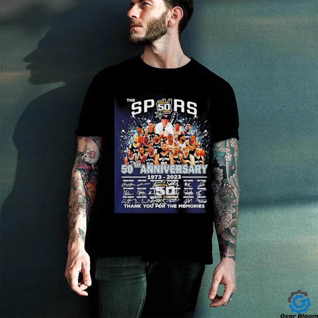 San Antonio Spurs 50th Anniversary 1973 2024 thank you for the memories signatures shirt San Antonio Spurs 50th Anniversary 1973 2024 thank you for the memories signatures shirt