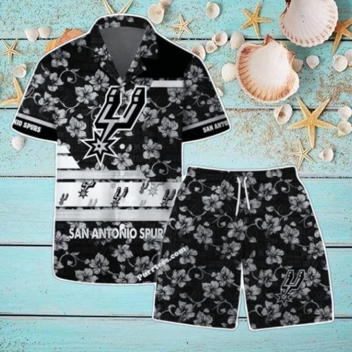 San Antonio Spurs Team Logo Pattern Vintage Aloha Hawaiian Shirt & Short