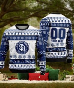 San Diego Padres Christmas Sweater Customizable Name Design