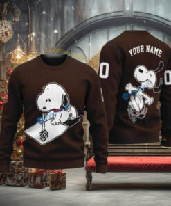 San Diego Padres Customizable Sweater Snoopy On Brown Design