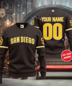 San Diego Padres Customizable Ugly Christmas Sweater Brown