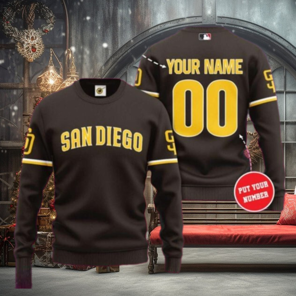 San Diego Padres Customizable Ugly Christmas Sweater Brown San Diego Padres Customizable Ugly Christmas Sweater Brown