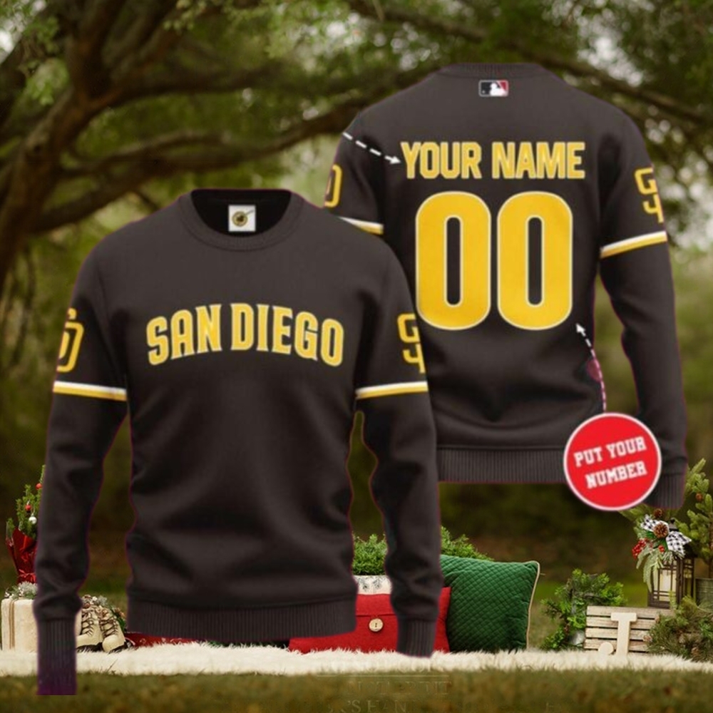 San Diego Padres Customizable Ugly Christmas Sweater Brown San Diego Padres Customizable Ugly Christmas Sweater Brown