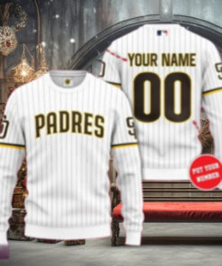 San Diego Padres Customizable Ugly Christmas Sweater White