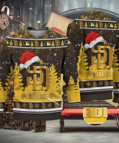 San Diego Padres Logo Golden Fans Santa Hat Tree Ugly Xmas 3D Sweater