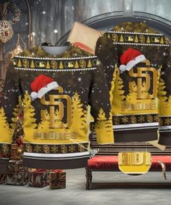 San Diego Padres Logo Golden Fans Santa Hat Tree Ugly Xmas Ugly Sweater