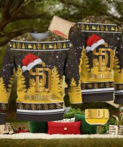 San Diego Padres Logo Golden Fans Santa Hat Tree Ugly Xmas Ugly Sweater