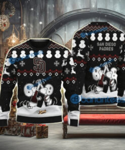 San Diego Padres Snoopy Ugly Sweater Snowmen Christmas Theme