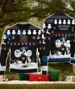 San Diego Padres Snoopy Ugly Sweater Snowmen Christmas Theme