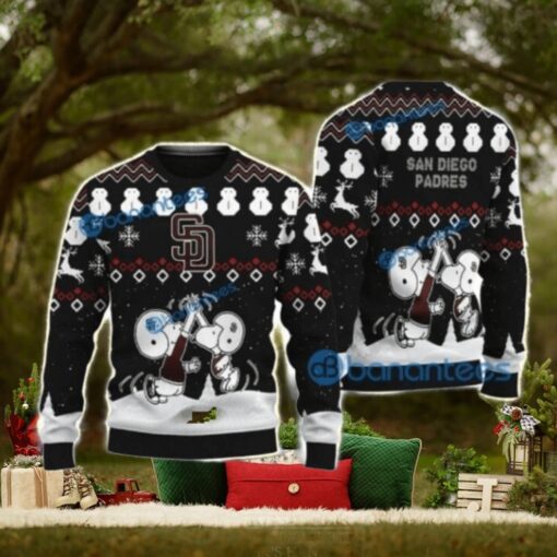 San Diego Padres Snoopy Ugly Sweater Snowmen Christmas Theme