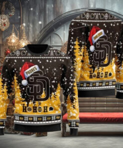 San Diego Padres Ugly Christmas Sweater Ho Ho Ho Santa Hat