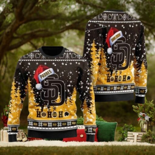 San Diego Padres Ugly Christmas Sweater Ho Ho Ho Santa Hat