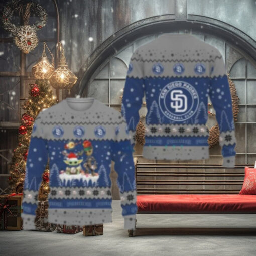 San Diego Padres Ugly Sweater Baby Yoda And Groot Holiday Theme
