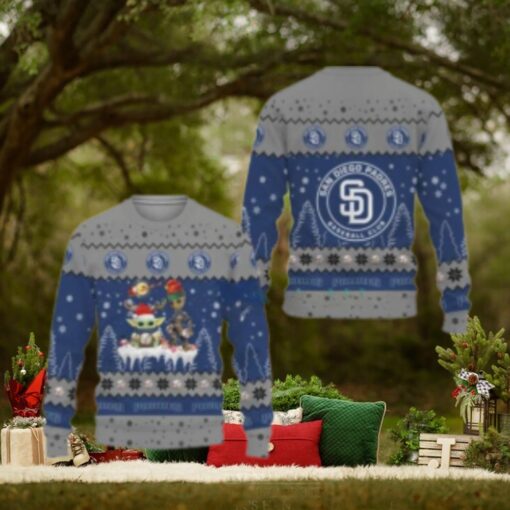 San Diego Padres Ugly Sweater Baby Yoda And Groot Holiday Theme