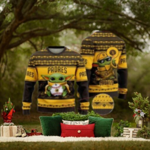 San Diego Padres Ugly Sweater Baby Yoda Baseball Design