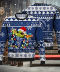 San Diego Padres Ugly Sweater Baby Yoda Christmas Lights