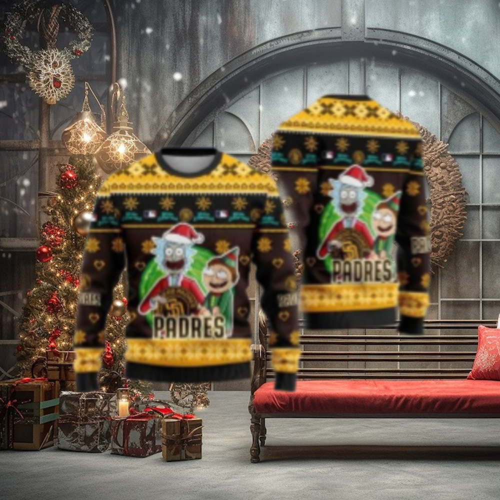 San Diego Padres Ugly Sweater Rick And Morty Holiday Theme San Diego Padres Ugly Sweater Rick And Morty Holiday Theme
