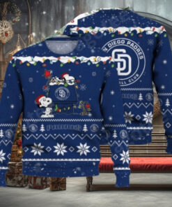 San Diego Padres Ugly Sweater With Cute Snoopy And Christmas Lights