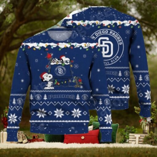 San Diego Padres Ugly Sweater With Cute Snoopy And Christmas Lights