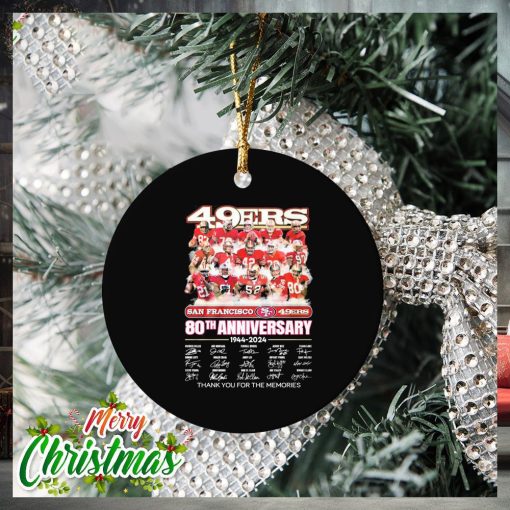 San Francisco 49Ers 80th anniversary 1944 2024 Patrick Willis and Joe Montana signatures thanks Ornament