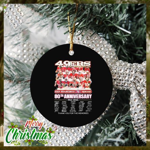 San Francisco 49Ers 80th anniversary 1944 2024 Patrick Willis and Joe Montana signatures thanks Ornament