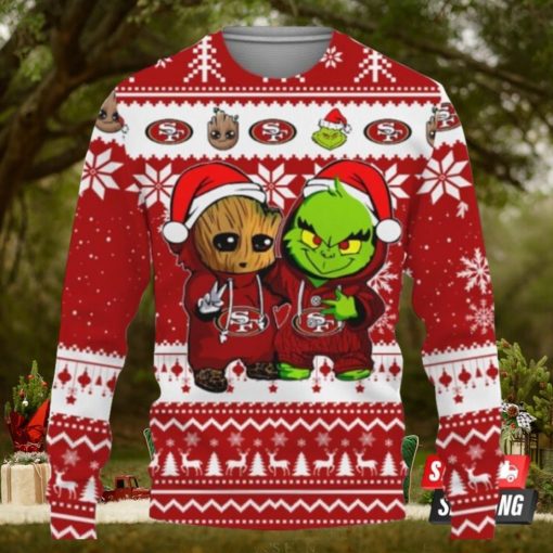 San Francisco 49Ers Baby Groot And Grinch Best Friends Ugly Christmas Sweaters