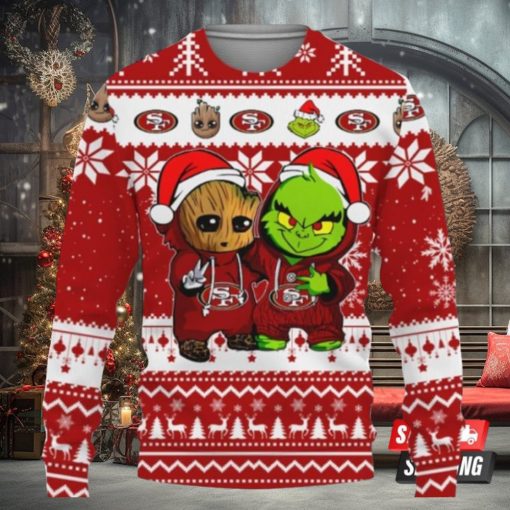 San Francisco 49Ers Baby Groot And Grinch Best Friends Ugly Christmas Sweaters