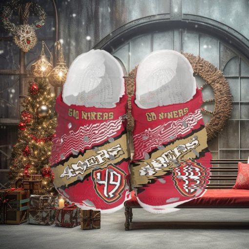 San Francisco 49Ers Logo Pattern Crocs Shoes Red & White