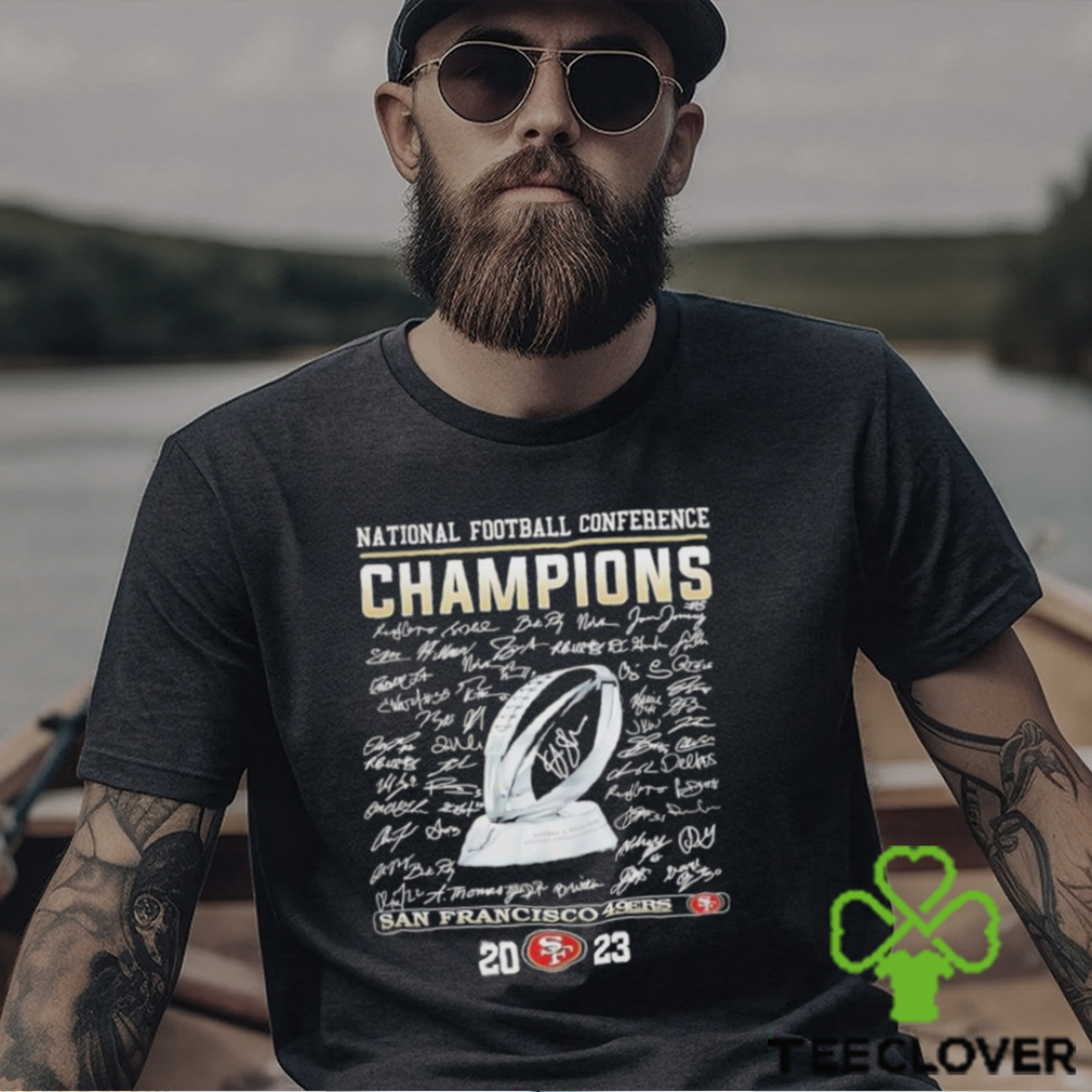 San Francisco 49Ers National Football Conference Champions Trophy Signatures 2023 Shirt San Francisco 49Ers National Football Conference Champions Trophy Signatures 2023 Shirt