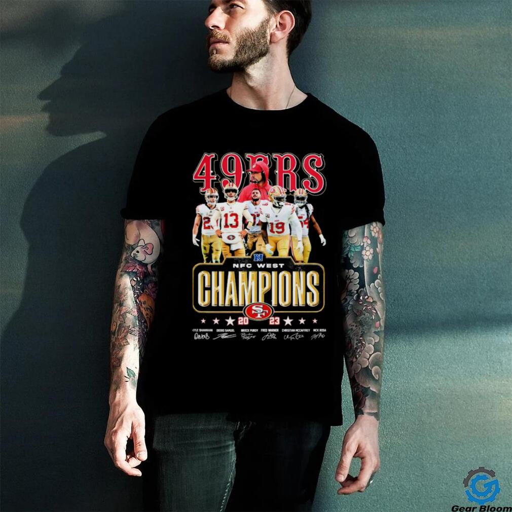 San Francisco 49ers 2023 NFC West Champions signatures shirt San Francisco 49ers 2023 NFC West Champions signatures shirt