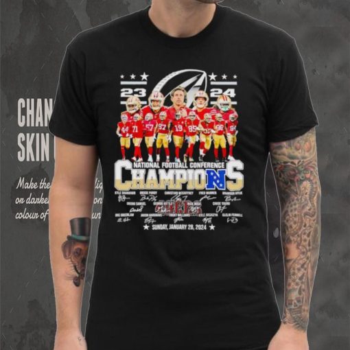San Francisco 49ers 23 24 NFC Champions signatures shirt