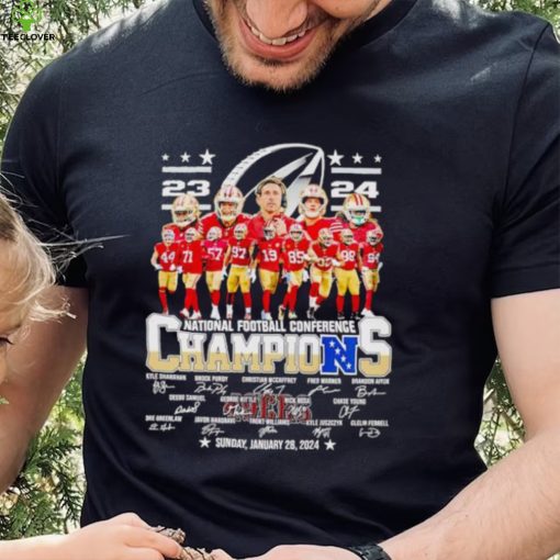 San Francisco 49ers 23 24 NFC Champions signatures shirt